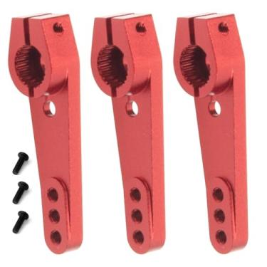 Imagem de 3Pcs Metal 25T Servo Arms 25 Teeth Steering Servo Horn Compatible with Futaba Savox Power HD HSP Servos Motor Fit for RC Car Boat Airplane Boat (Red)