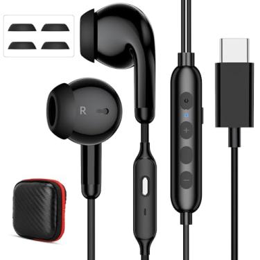 Imagem de Fones de ouvido USB C com microfone para iPhone 17 Air 16e 16 Pro Max 15 Plus, USB Tipo-C com cancelamento de ruído, controles de volume e função mudo para Samsung S25 S24 Google Oneplus