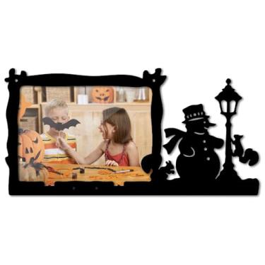 Imagem de JHUNG GA YEI Linda moldura horizontal de 10 x 15 cm, moldura de metal de boneco de neve de Natal, suporte decorativo para mesa e parede, decoração de casa