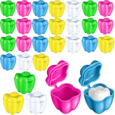 Imagem de Taiyin 30 caixas coloridas de protetores de dentes, suportes de dentes de plástico a granel para meninos e meninas, crianças, enchimentos de saco de brindes, lembrancinha de festa, consultório