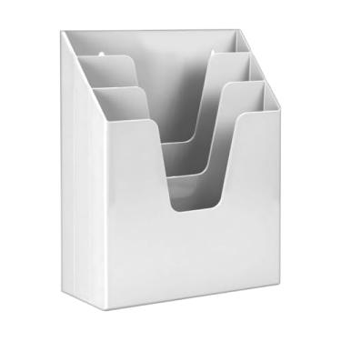 Imagem de Organizador de Papel, Organizador de Documentos Vertical Triplo para Escritório, 24x12x33.5cm(Branco)