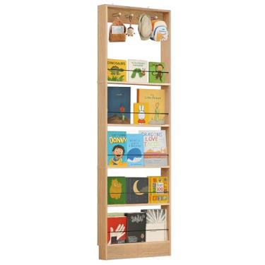 Imagem de Estante infantil atrás da porta, estante de madeira atrás da porta, prateleira de livros de 5 camadas, organizador de armazenamento para brinquedos e livros de histórias, prateleiras de parede com