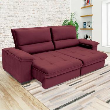 Imagem de Sofá de 4 Lugares Linoforte Barcellos com 230 cm de Largura, Retrátil/Reclinável, com Revestimento em Tecido Suede