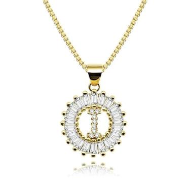 Imagem de Colar com inicial banhado a ouro, pedra do mês de nascimento, pingente de alfabeto personalizado, joia feminina, Medium, Latão, Sem Pedra Preciosa