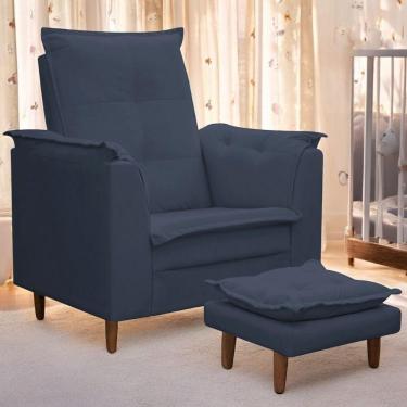 Imagem de Poltrona Maria Para Amamentação E Descanso Com Puff Confortável Suede Azul Marinho Mabe Magazine