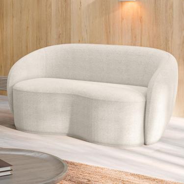 Imagem de Sofá Living Decorativo 180cm 2 Lugares íbis Encosto Fixo Bouclê Off White G33 - Gran Belo