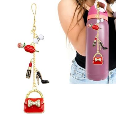 Imagem de Berloque de bolsa de batom compatível com garrafa de água Owala 680 g, 947 g, 1,134 g, copo de café, FreeSip, batom salto alto, acessórios Owala e acessórios Stanley Cup, presentes de moda para