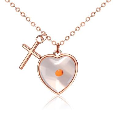 Imagem de Zurlcdye Colar de sementes de mostarda para mulheres, cruz, delicado, grosso, corrente de ouro rosa, charmoso, colar de declaração de fé, religioso, presente de aniversário, Natal, joias e presentes