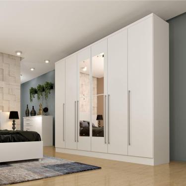 Imagem de Guarda Roupa Sevilla Casal 6 Portas Com Espelho Tcil Cor:Neve
