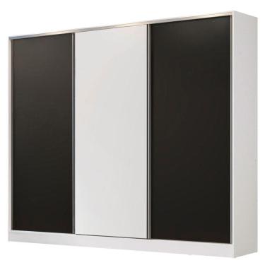 Imagem de Guarda Roupa Casal Madesa 3 Portas de Correr Branco e Preto