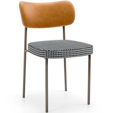 Imagem de Cadeira Decorativa Sala De Jantar Melina Base Arena L02 Couríssimo Whisky Pied Poule