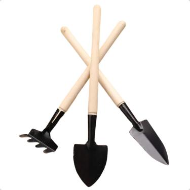 Imagem de Mini Kit Jardinagem de Ferro 3pcs Pá Ancinho Bonsai Suculenta