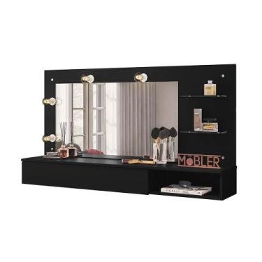 Imagem de Penteadeira Camarim Suspenso Arlete com Espelho 01 Gaveta 135 cm Preto