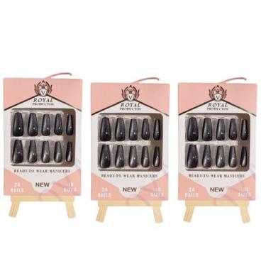 Imagem de Unhas Postiças Preto Elegante - Royal, 72