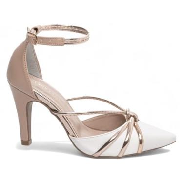 Imagem de Sapato Scarpin Feminino Salto Alto Fino Bico Fino Elegante Confortável Moda Festa Casamento Trabalho Clássico Luxo Estilo Chic. (Branco, BR, Adulto, Numérico, G, 39)