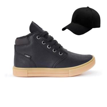 Imagem de Tênis Botinha Infantil Masculino Casual Cano Alto Confortavel + Bone-Masculino
