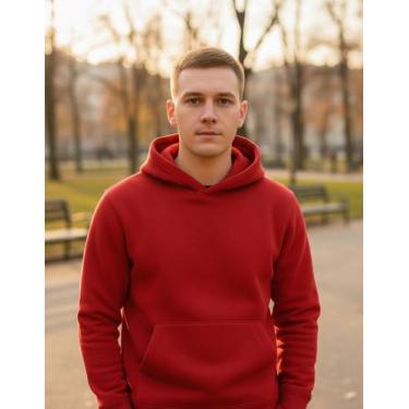 Imagem de Moletom Canguru Com Capuz Unissex Básico Confortável Casual - Slim Fit