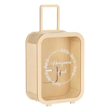 Imagem de Vesici Caixa de dinheiro para lua de mel, caixa de dinheiro de madeira, lua de mel, caixa de poupança decorativa, mala de madeira, lua de mel, dinheiro, caixa de moedas, presente para adultos