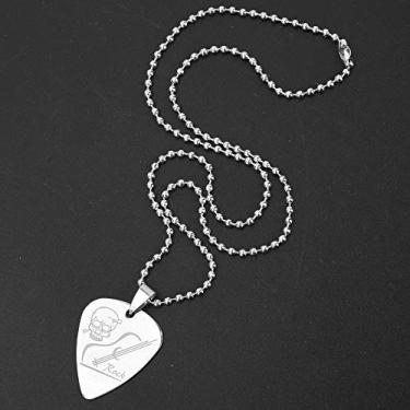 Imagem de RiToEasysports Colar Com Pingente de Palheta de Caveira, Nota Musical, Corrente de Aço Inoxidável Durável para Entusiastas de Guitarra (Crânio)