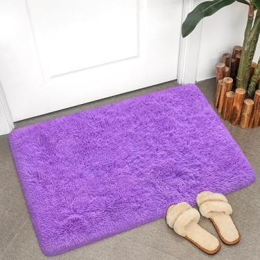 Imagem de ZJYeRug Tapetes de entrada pequenos de 6 x 0,9 m para quarto, mini tapete de área de 5 x 7 cm, roxo, tapete fofo antiderrapante acessível, tapetes macios e macios para sala de estar para meninas