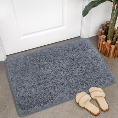 Imagem de ZJYeRug Tapetes de entrada pequenos de 6 x 0,9 m para quarto, mini tapete de área de 5 x 7 cm, cinza, tapete fofo antiderrapante acessível, tapetes macios e macios para sala de estar, cinza, crianças