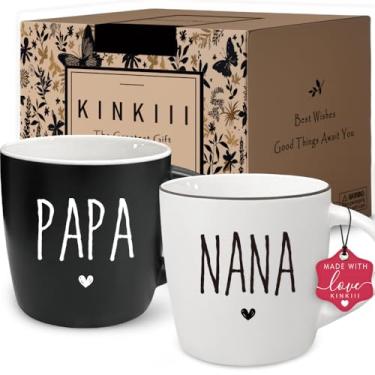 Imagem de Promoted to Nana and Papa Conjunto de canecas de café presentes, anúncio de gravidez para avó vovô, presente exclusivo de revelação de gravidez para futuros avós, presente de caneca de Natal de Ação