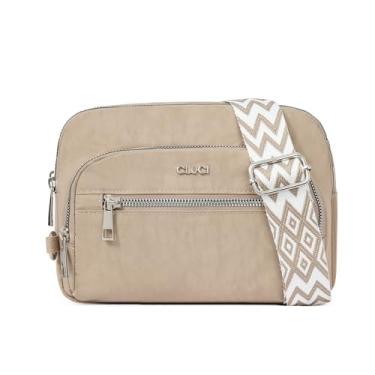Imagem de CLUCI Bolsas transversais de nylon para mulheres, bolsa tiracolo antirroubo, bolsa de cinto conversível com trava de zíper, bloqueio de RFID para viagens, Khaaki claro, 9.04 inches (L) x 6.3 inches (W