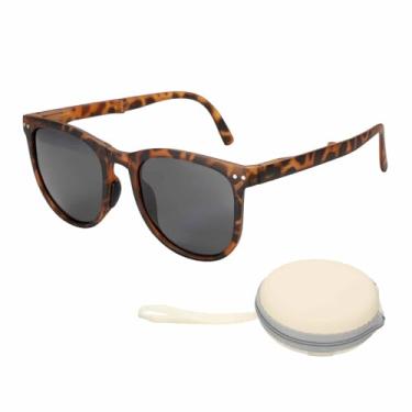 Imagem de HARFINGTON Óculos de sol para mulheres, homens, modelos dobráveis de silicone e policarbonato, óculos de sol modernos com caixa simples para dirigir, fazer compras e tirar fotos, café, preto