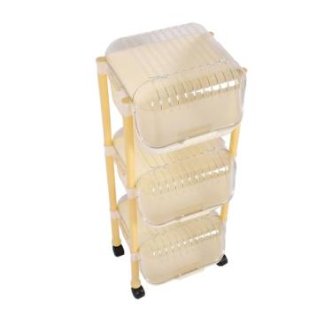 Imagem de SUNGOOYUE Cesta Móvel Resistente do Armazenamento Vegetal do Carrinho Utilitário Rolamento Com Tampa para a Solução Conveniente Armazenamento Em Casa