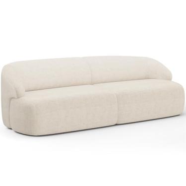 Imagem de Sofá 3 Lugares Curvo Orgânico Para Sala Living 250cm Barolo L06 Linho Mescla - Lyam Decor