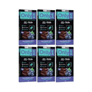 Imagem de Kit com 6 Tabletes de Chocolate 100% Cacau + Mirtilo Liofilizado de 70g cada - Only1