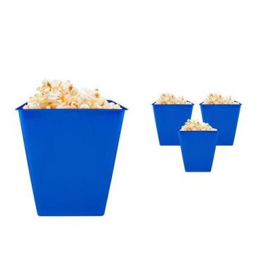 Imagem de Kit 4 Pipoqueira Retrô Azul 2,6L Plástico Premium - Bb Store