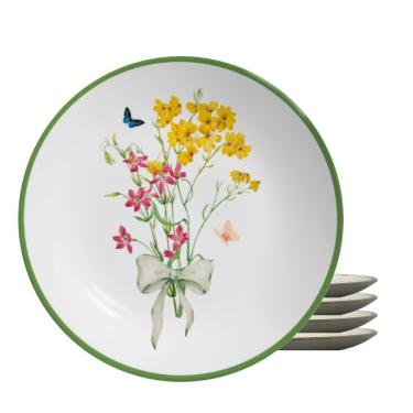 Imagem de Jogo 4 Pratos Sobremesa Coup Jardim Campestre 21cm Cerâmica Alleanza