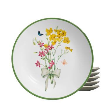Imagem de Jogo 6 Pratos Sobremesa Coup Jardim Campestre 21cm Cerâmica Alleanza