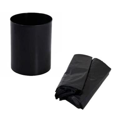 Imagem de Cesto de Lixo Plastico Escritorio Preto 29cm 12L EB1P JSN + Saco Lixo 20L Preto PTC C/100 UN