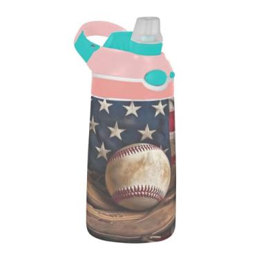 Imagem de ATTX Garrafa de água vintage Taco de beisebol de 473 ml – Garrafa de água reutilizável Tritan Sports & Travel com canudo e tampa de bico pop-up #275