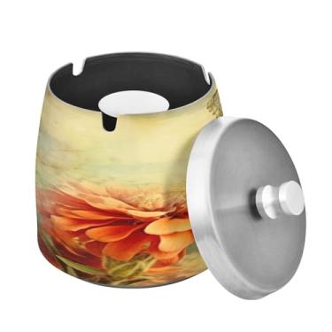 Imagem de Blueangle Cinzeiro Old Grungy Butterfly com tampa para cigarros, à prova de vento/chuva, aço inoxidável, sem fumaça, inodoro, cinzeiro para uso interno ou externo (401)