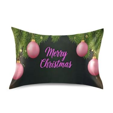 Imagem de SEHANY Capas de almofada de seda de bola de Natal para cabelo e pele, capas de almofada de cetim respiráveis macias e refrescantes com fecho de envelope, tamanho Queen (50,8 x 76,2 cm)