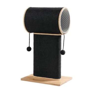 Imagem de Ioensy Postagem de arranhões de gato com gatinho de túnel Scratch Post Sisal Scratcher Black Training Toy Townel Salbing Frame CAVE CAVE