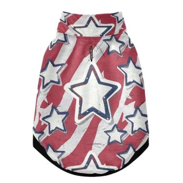 Imagem de SEHANY Casaco de cachorro com bandeira americana para cães pequenos, superquente, à prova de vento, jaqueta macia e aconchegante para animais de estimação, moletom para clima frio na neve com furo de