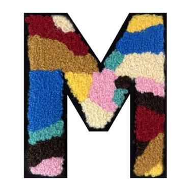 Imagem de 1 peça de patch de letra de chenille de ferro de camuflagem de 15 cm – adesivos do alfabeto para roupas, jaquetas, mochilas, chapéus para decoração personalizada, nome personalizado e artesanato. (M)