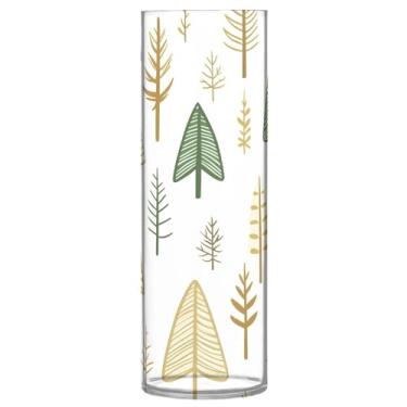 Imagem de CEBUGI Vaso de flores para árvores de Natal, 10 x 30 cm, vaso cilíndrico para flores, vaso transparente inquebrável para decoração de casa de festa de casamento