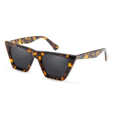 Imagem de JRLLFD Óculos de sol femininos grandes da moda, armação de acetato, polarizados, para mulheres, tons uv400 (tartaruga)