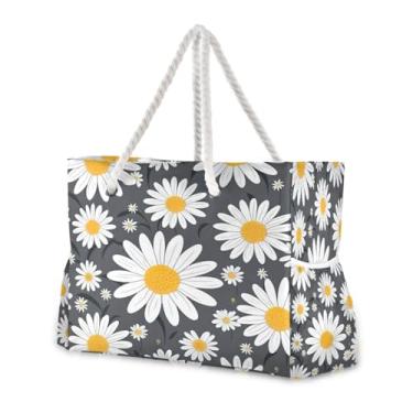 Imagem de Wassud Bolsa de praia branca Magritte (2) bolsas de praia grandes para mulheres, à prova d'água, à prova de areia, bolsa de viagem com zíper e bolso, piscina, academia, acampamento