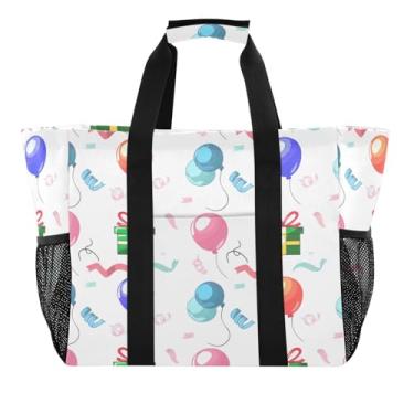 Imagem de Wassud Balões coloridos reutilizáveis sacolas de compras grande bolsa de lona impermeável organizador para praia, piquenique, lavanderia, viagem