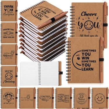 Imagem de Resurhang 24 conjuntos/48 peças presentes de agradecimento de funcionários de Natal em massa caderno espiral inspirador com canetas, bloco de notas motivacional de bolso, presente de agradecimento de