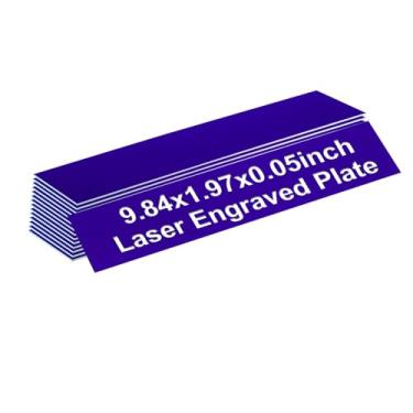 Imagem de PATIKIL Placas de nome em branco, placas de nome gravadas de 25 x 5 cm, placa de nome personalizada, placas de porta, etiquetas de mesa para escritório, sala de aula, azul escuro com letra branca, 15