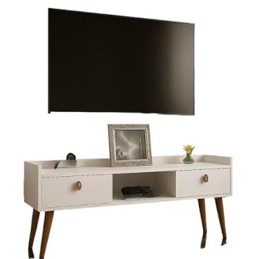 Imagem de Rack Bancada com pés 1.20 e 0.90 com 2 Portas ou 1.5 cm Moderno Parede TV Até 50Pol(0.90 Branco)