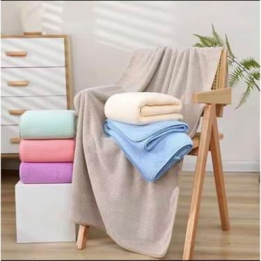 Imagem de Toalha de Banho Grande Microfibra 70x140cm Alta Absorção Toalha Secagem Rápida para Praia Academia Viagem (BEGE)