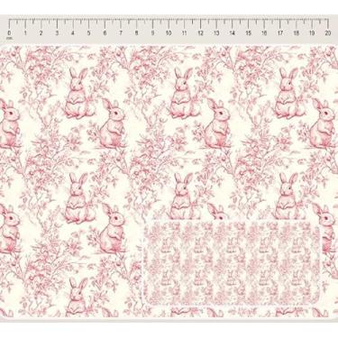 Imagem de Tecido Tricoline Digital Páscoa Coelhos rose 50 x 150 cm
